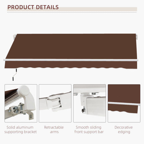 Outsunny Manual Retraction Slope Patio Awning in Coffee & Reviews Wayfair